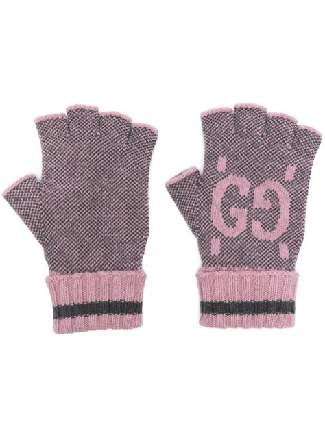 Mitaines GG en cachemire en gris et rose 